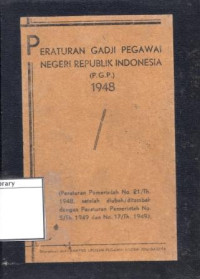Image of Peraturan Gadji Pegawai Negeri Republik Indonesia (P.G.P) 1948