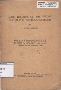 Image of Some Remarks on the Wages Paid in the Netherlands Indies