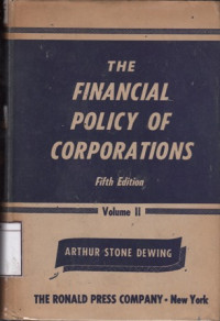 Image of The Financial Policy of Corporations: Volume II