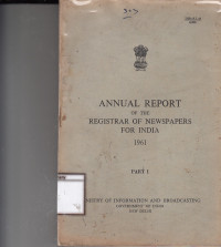 Image of Annual report of the registrar of newspaper for india