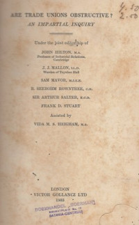 Image of Are Trade Unions Obstructive?: An Impartial Inquiry