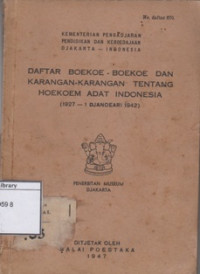 Image of Daftar Boekoe-Boekoe dan Karangan-karangan tentang Hoekoem Adat Indonesia (1927-1 Djanoeari 1942)
