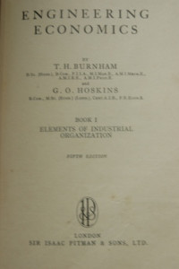 Image of Engineering Economis: Book I Elements of Industrial Organization