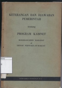 Image of Keterangan dan Djawaban Pemerintah tentang Program Kabinet