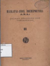 Image of Maskapai-Andil Boemipoetera ( I.M.A ) : Salinan Ordonansi dan Verordening