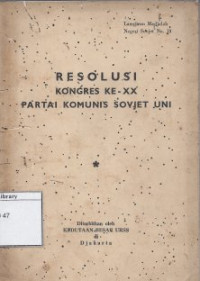 Image of Resolusi Kongres Ke - xx Partai Komunis Sovjet Uni
