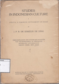Image of Studies In Indonesian Culture I Oirata, A Timorese Settlement on Kisar