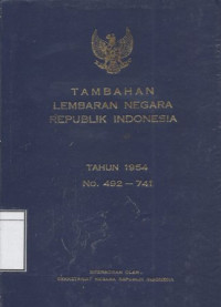 Image of Tambahan Lembaran Negara Republik Indonesia Tahun 1954 No. 492-741