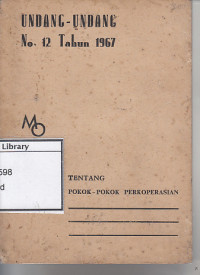 Image of Undang undang no. 12 tahun 1967: Pokok perkoperasian