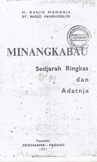 Image of Minangkabau : sedjarah ringkas dan adatnja