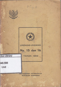 Image of Undang-Undang No.15 dan 16 Tahun 1969