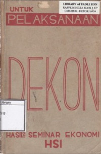 Image of Untuk pelaksanaan dekon : hasil-hasil seminar Ekonomi jang diselenggarakan oleh lembaga ilmu ekonomi H.S.I
