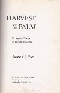 Image of Harvest of the Palm: Ecological Change in Eastern Indonesia