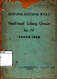 Image of Hasil-hasil Sidang Umum MPRS Ke-IV Tahun 1966