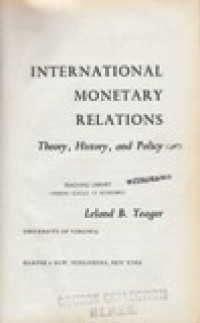 Image of International Monetary Relations : Theory, History, and Policy